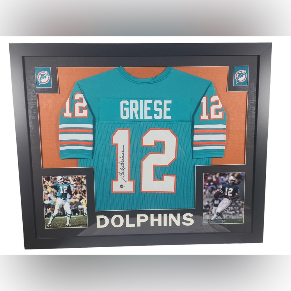 Authenticated Signed Framed Jersey BOB GRIESE Miami Dolphins HUGE 35” x 43”